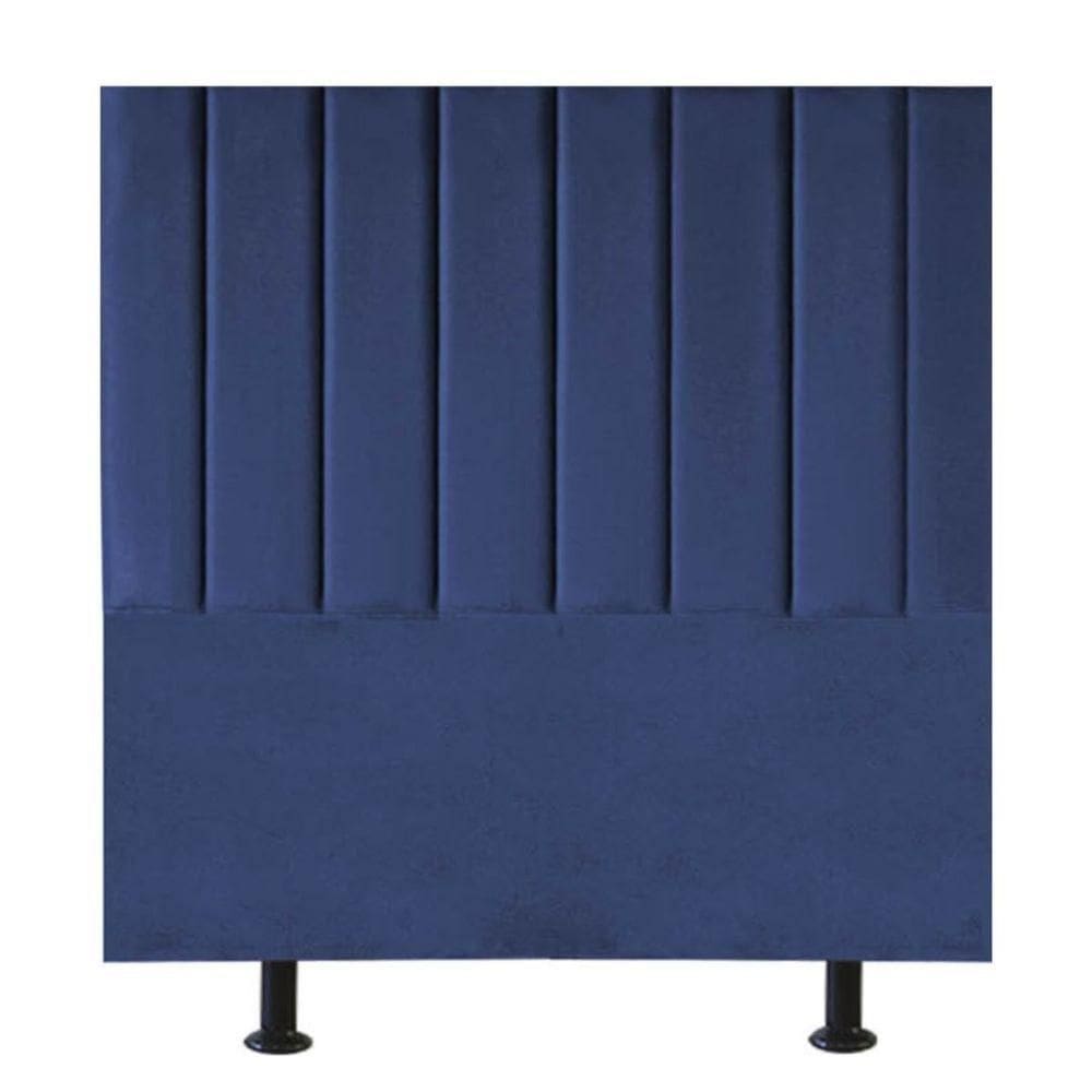 Cabeceira Estofada Cama Casal Queen Size 160 Cm Alice Suede Azul Marinho