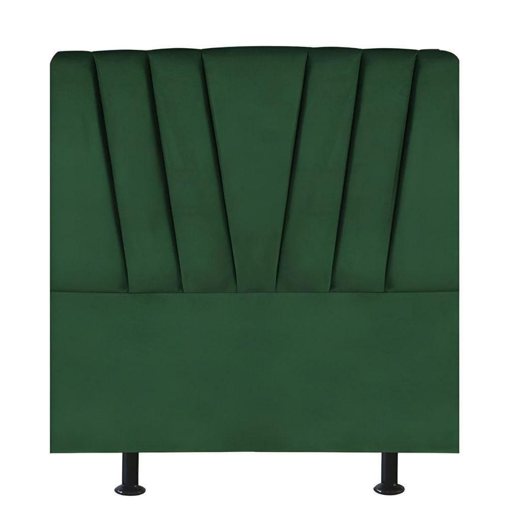 Cabeceira Estofada Cama Box Solteiro 90 Cm Louise Suede Verde