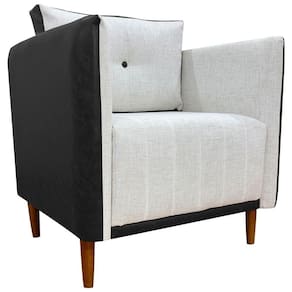 Poltrona Decorativa Para Sala Recepção Consultório Aviv Luxo Corino E Linho