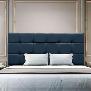 Cabeceira Cama Box Estofada Solteiro 90 Cm Gabriela Suede Azul Marinho