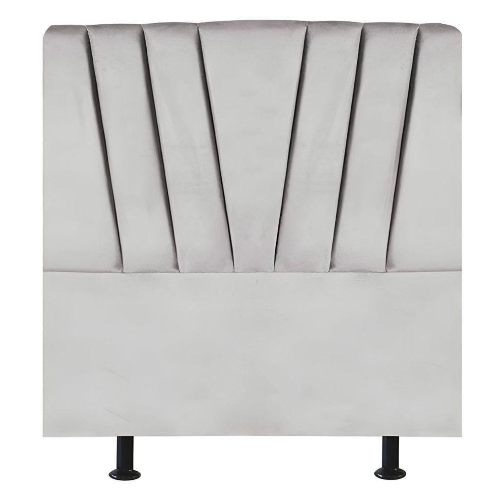 Cabeceira Estofada Cama Box Solteiro 90 Cm Louise Linho Cinza Claro