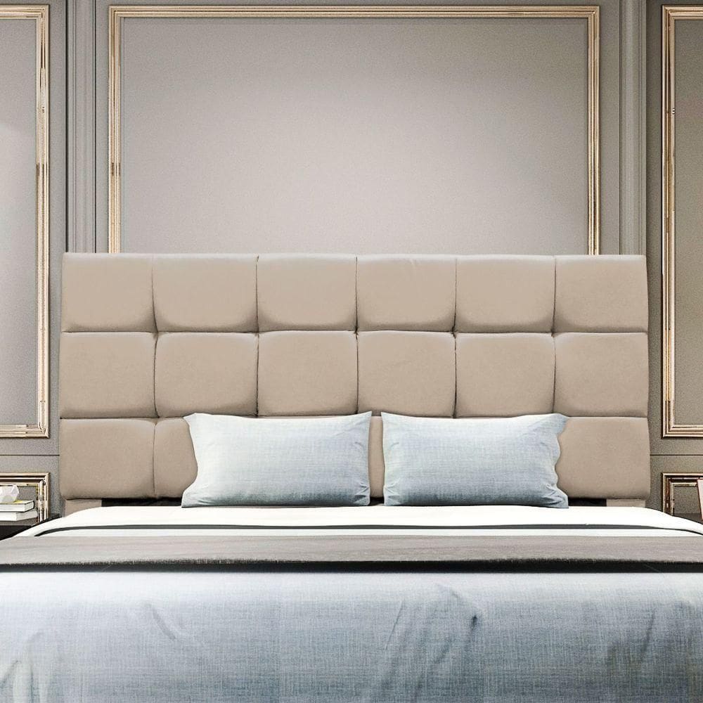 Cabeceira Cama Box Estofada Solteiro 90 Cm Gabriela Suede Bege