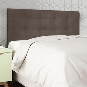 Cabeceira Estofada Cama Box Casal 140 Cm Cancún Suede Marrom