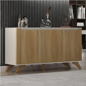 Buffet 3 Portas 2 Prateleira Pampulha Valdemoveis Off White/cinamomo