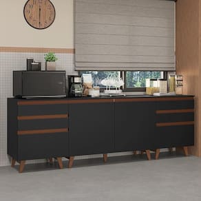 Kit Com Três Balcões De Cozinha 2 Portas 6 Gavetas Madesa