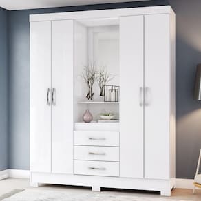 Guarda Roupa 4 Portas 3 Gavetas Nápole Briz Branco