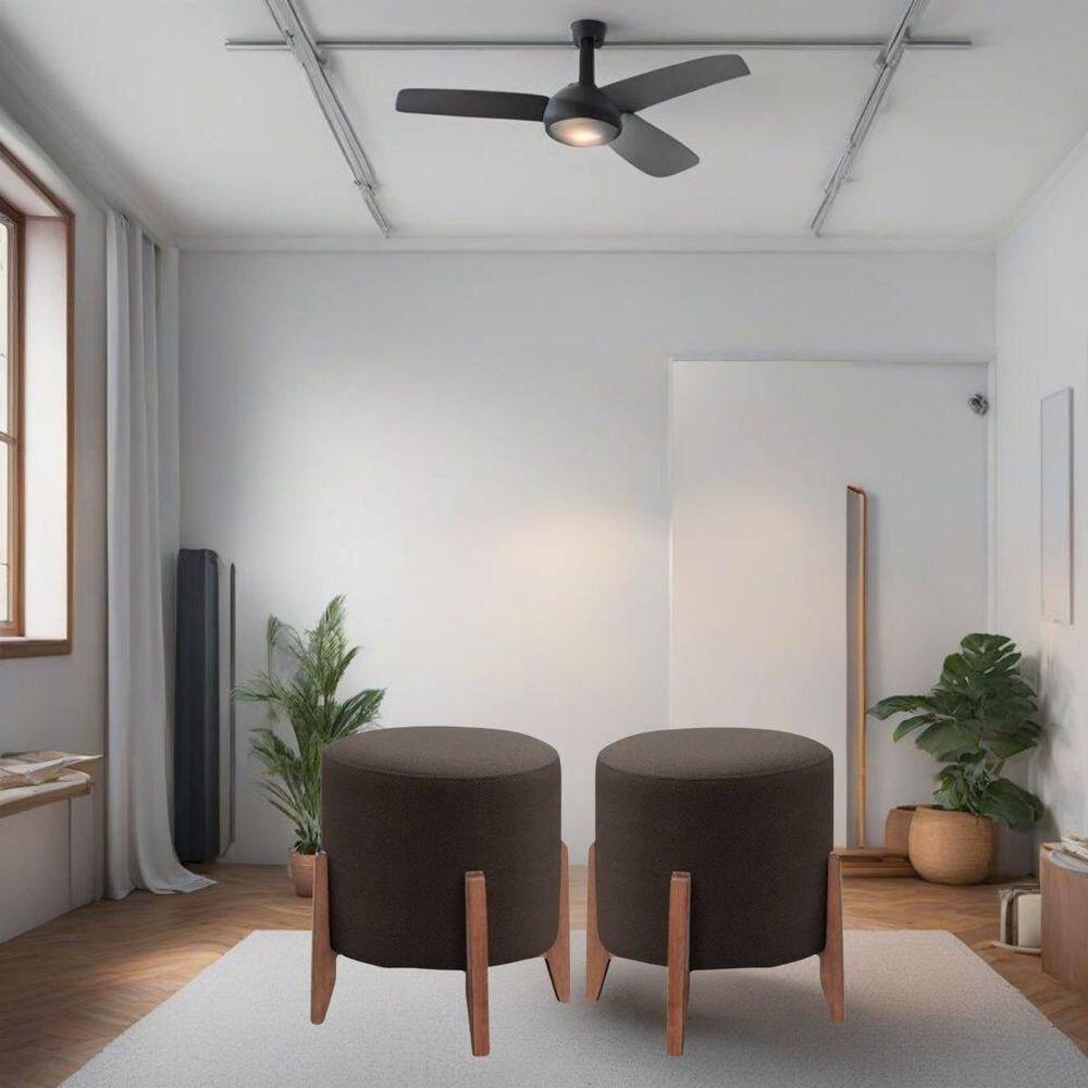 Kit 2 Puff Decorativo Para Sala Redondo Luxo Dallas Suede Marrom