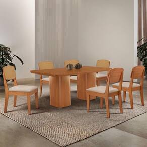 Mesa De Jantar Eloise 180cm Tampo Mdf 6 Cadeiras