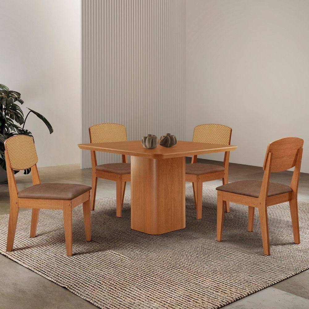 Mesa De Jantar Eloise 90cm Tampo Mdf 4 Cadeiras Moderna.