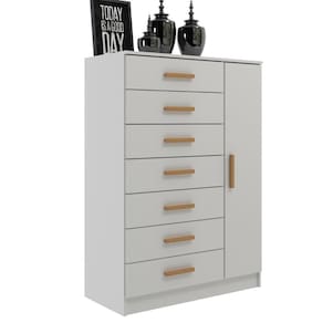 Cômoda New Mônaco Infantil 1 Porta E 7 Gavetas Branco