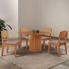Mesa De Jantar Eloise 90cm Tampo Mdf 4Cadeiras Moderna