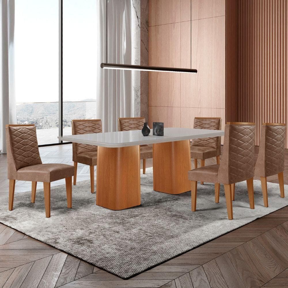 Mesa De Jantar Eloise 6 Cadeiras Moderna Tork /nat/off