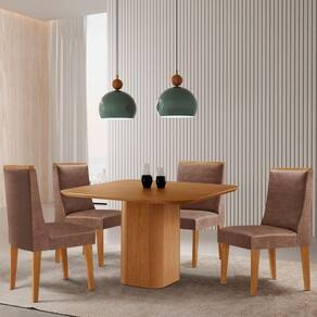 Mesa De Jantar Eloise 90cm Tampo Mdf-4 Cadeiras Moderna