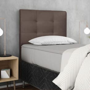 Cabeceira Estofada Cama Box Solteiro 90 Cm Milão Suede Suede Marrom