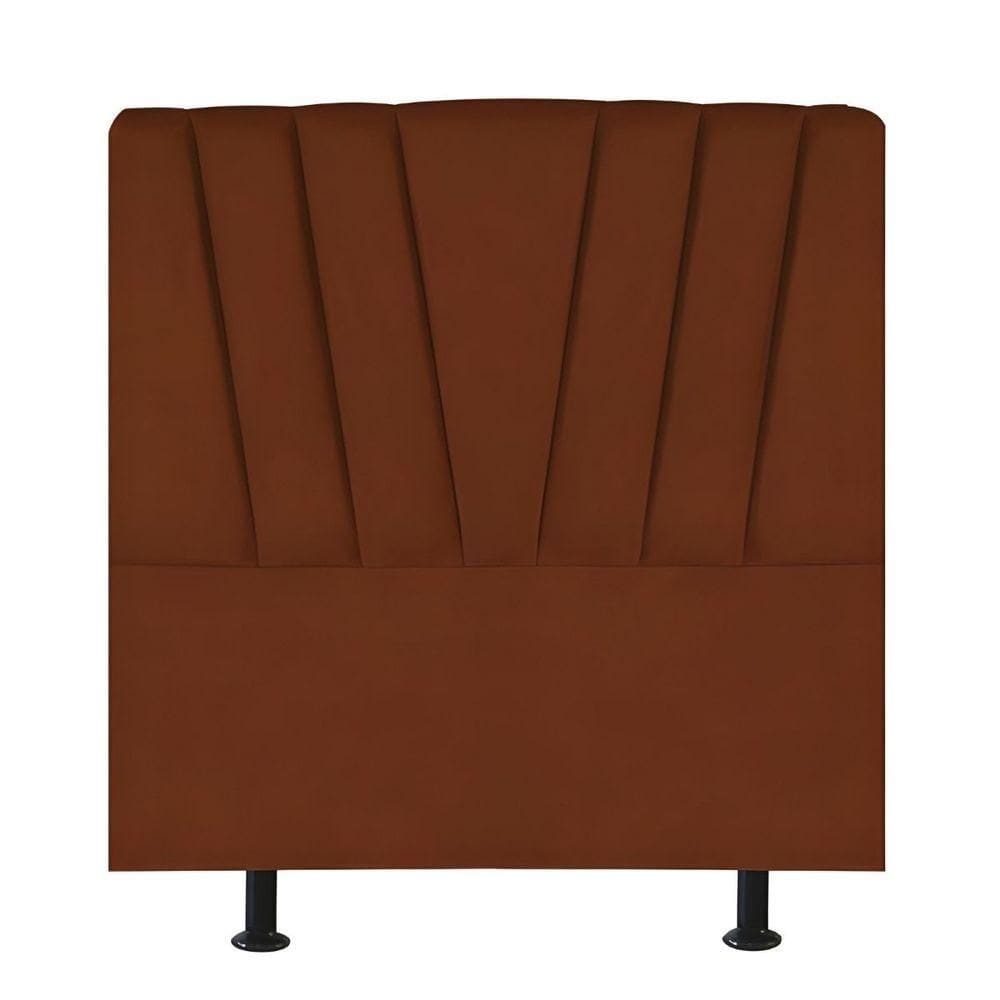 Cabeceira Estofada Cama Box Solteiro 90 Cm Louise Veludo Terracota