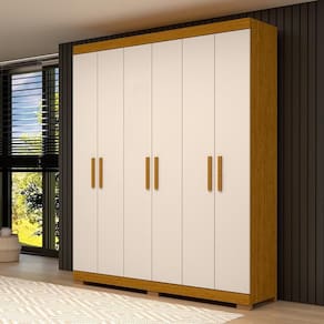 Guarda-Roupa Casal Canadá 6 Portas E 2 Gavetas 100% Mdf Linha Mobília Cinamomo/off White