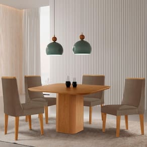 Mesa De Jantar Eloise 90cm Tampo Mdf Com 4 Cadeiras Moderna