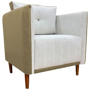 Poltrona Decorativa Para Sala Recepção Consultório Aviv Luxo Corino E Linho