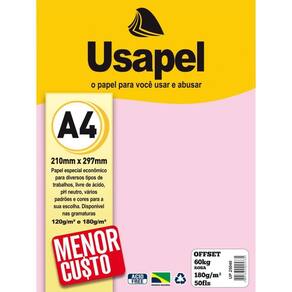 Papel Sulfite A4 Colorido Offset 180g 60k Rosa 50fls - Filiperson