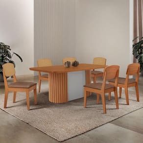 Mesa De Jantar Aspen 180cm Tampo Mdf Laminado Copper Premium Tork / /off White