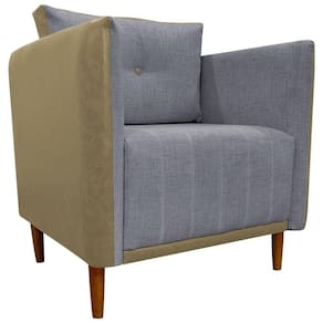 Poltrona Decorativa Para Sala Recepção Consultório Aviv Luxo Corino E Linho