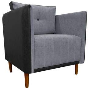 Poltrona Decorativa Para Sala Recepção Consultório Aviv Luxo Corino E Linho