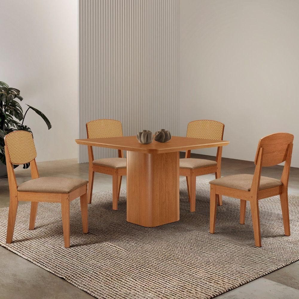 Mesa De Jantar Eloise 90cm Tampo Mdf 4 Cadeiras Moderna.
