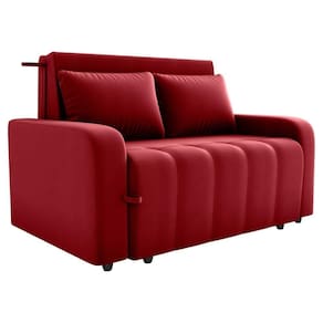Sofa Cama 2 Lugares 138 Cm Amora Veludo Maserati Milani Store Vermelho