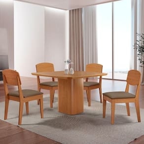 Mesa De Jantar Eloise 90cm Tampo Mdf 4 Cadeiras Copper.