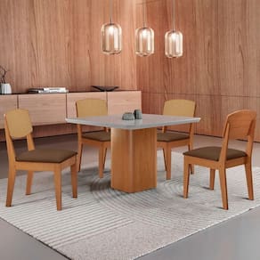 Mesa De Jantar Eloise Tampo Mdf 4 Cadeiras Moderna