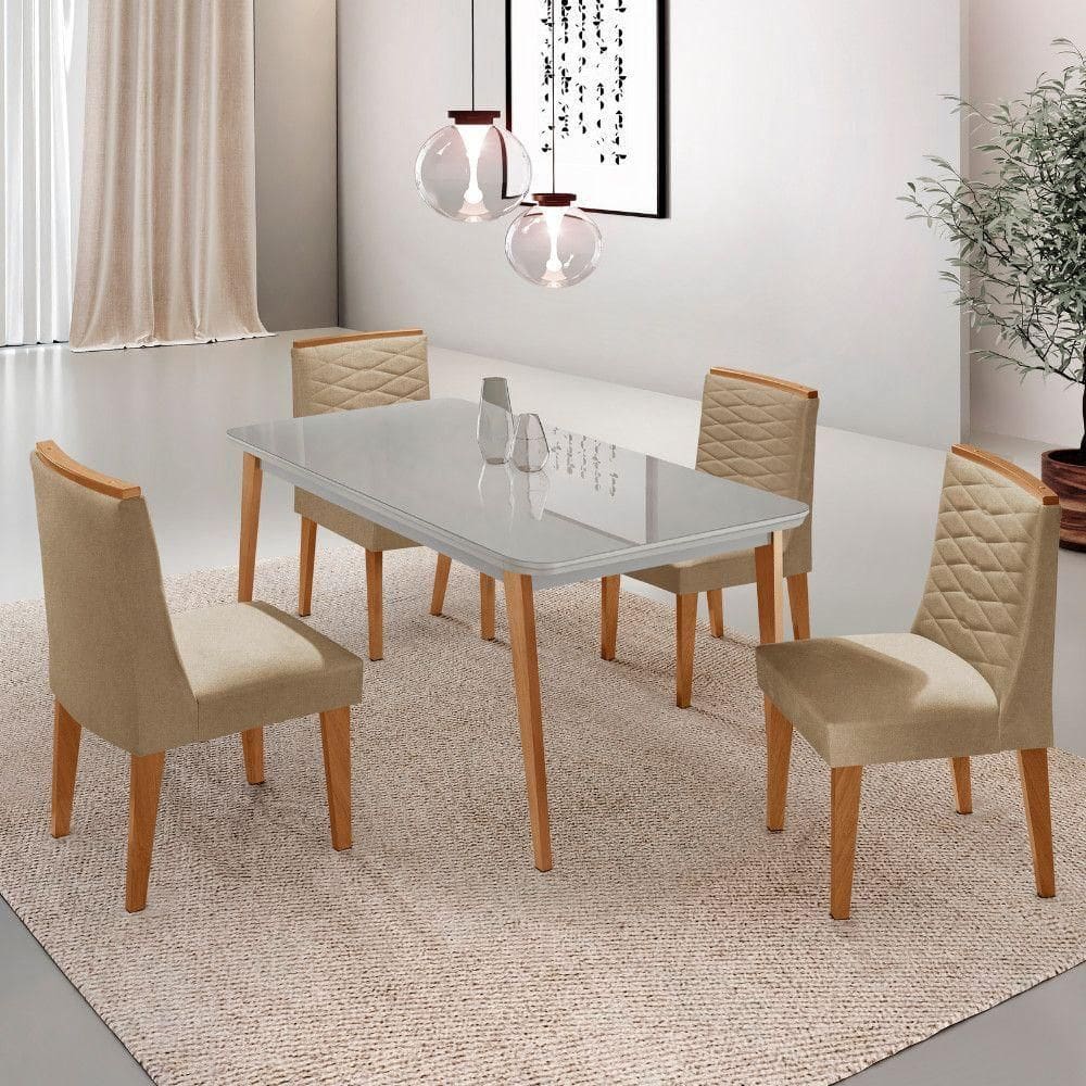 Mesa De Jantar Copper 120cm Tampo Mdf 4 Cadeiras Moderna Turim 07 /off / /serig Off