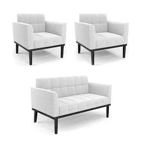 Namoradeira 2 Poltronas Base Madeira Fixa Pto Elisa Bouclê D03 - D?rossi Cor Off White