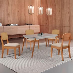 Mesa De Jantar Copper 120cm Tampo Mdf Vidro 4 Cadeiras Veludo Creme /off / /serig Off