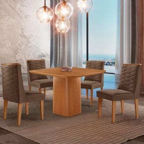 Mesa De Jantar Eloise 90 cm Tampo Mdf 4 Cadeiras Moderna.