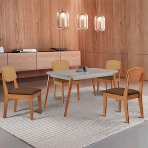 Mesa De Jantar Copper 120cm 4 Cadeiras Veludo