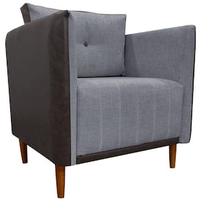 Poltrona Decorativa Para Sala Recepção Consultório Aviv Luxo Corino E Linho