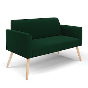 Sofá 2 Lugares Namoradeira Pé Palito Natural Marisa Bouclê Verde D03 - D`rossi