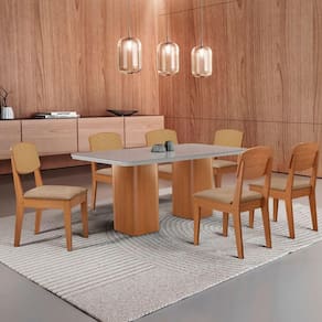 Mesa De Jantar Eloise 180cm 6 Cadeiras Moderna Turim