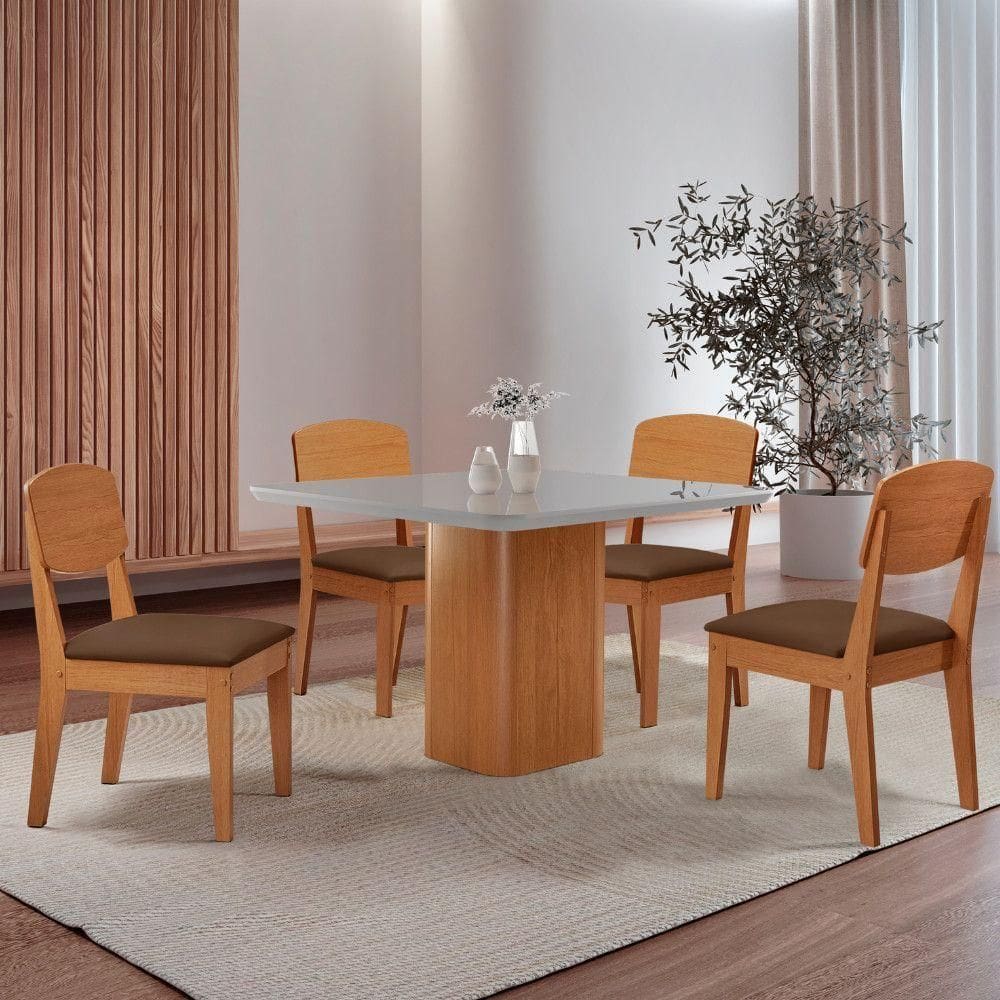Mesa De Jantar Eloise 90cm 4 Cadeiras Copper Veludo