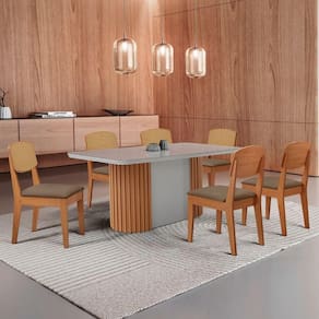 Mesa De Jantar Aspen 180cm Tampo Mdf Vidro Copper Premium Veludo Capuccino/off/nat/serig Off