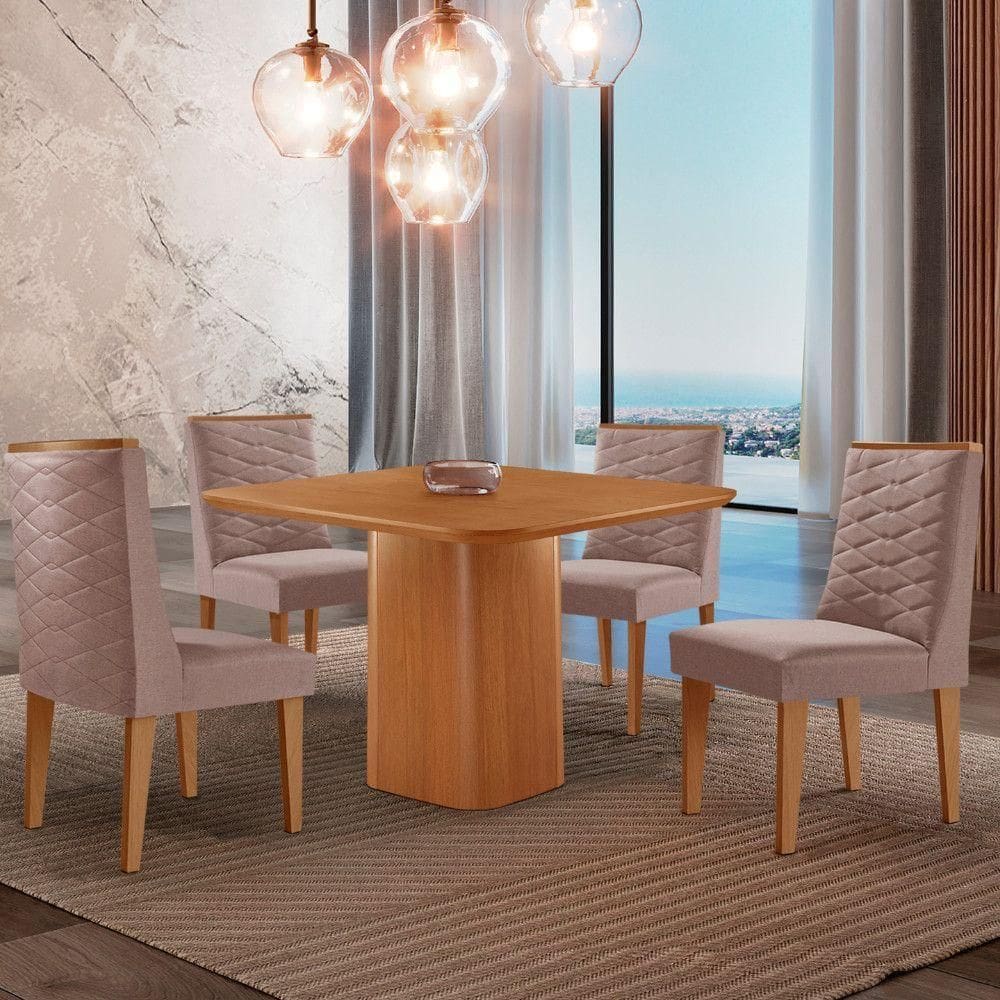 Mesa De Jantar Eloise 90cm Tampo Mdf 4 Cadeiras Moderna .