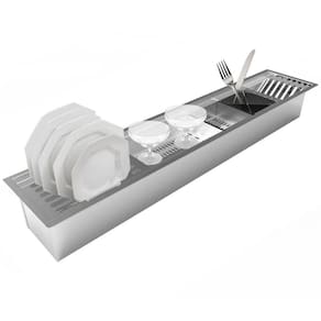 Calha úmida Cinza De Aço Inox 304 - Tamanho 900x184x140mm - Domum