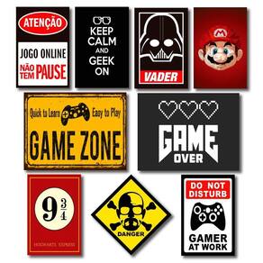 Kit Placas Decorativas Geek Nerd Frases Mdf - 9 Placas