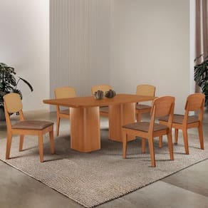 Mesa De Jantar Eloise 180 cm Tampo Mdf 6 Cadeiras Moderna.