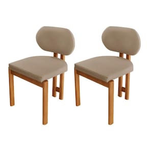 Conjunto Com 2 Cadeiras Madeira Nala Veludo Bege/Imbuia Nat.
