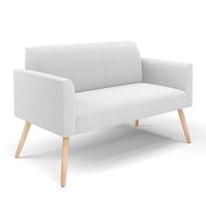 Sofá 2 Lugares Namoradeira Pé Palito Natural Marisa Bouclê Off White D03 - D`rossi