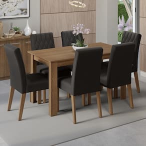 Conjunto Sala De Jantar 6 Cadeiras Allegro Madesa Rustic.