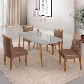Mesa De Jantar Copper 120 cm Tampo Mdf 4 Cadeiras Moderna