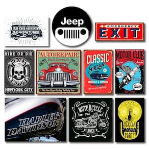 Kit 10 Placas Decorativas Mdf Carro E Moto Vintage
