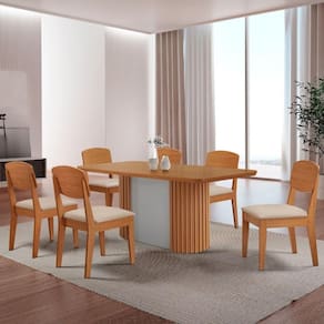 Mesa De Jantar Aspen 180cm Tampo Mdf Laminado Veludo Creme//off White